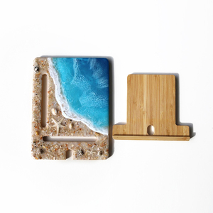 Support de téléphone <span class=keywords><strong>en</strong></span> résine époxy Ocean Beach, support de téléphone portable <span class=keywords><strong>en</strong></span> <span class=keywords><strong>bois</strong></span> artisanal, support de bureau réglable <span class=keywords><strong>en</strong></span> bambou pour iPhone/Android - Product Image 3