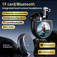 Écouteurs sans fil YX35 APP avec écran tactile LCD couleur, lecture de carte TF, réduction de bruit ANC ENC, fond d'écran personnalisé