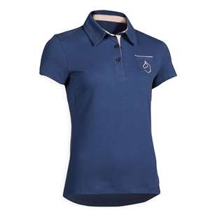 POLO de manga corta para montar a caballo para mujer, azul - Product Image 1