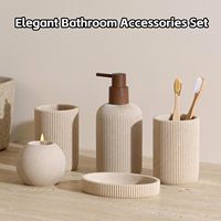 Ensembles de salle de bain en polyrésine de luxe, 5 pièces, décorations modernes pour hôtel et maison, accessoires de salle de bain en résine écologiques pour la maison