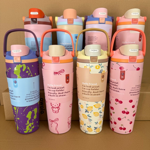 24oz/32oz Double Wall <b>Stainless</b> <b>Steel</b> Cup Vacuum Insulated Thermos Sports <b>Water</b> <b>Bottle</b> High Quality Leak-Proof <b>Straw</b> Drinkware - Product Image 1