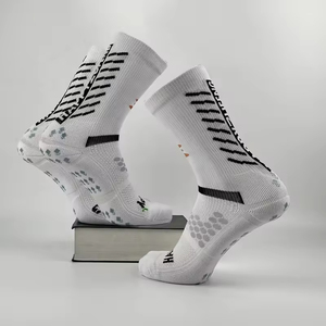Custom White Sport Crew Soccer <b>Socks</b> Anti-Slip Grip Athletic Running Football <b>Socks</b> Custom Design High Quality Wholesale - Product Image 1