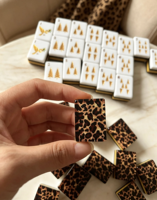 Jeu de Mahjong personnalisé de style léopard exotique, blocs de jeu en acrylique résistants