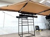 Toldo de 180 Grados con Doble Poste, LED Blanco, Amarillo y Ámbar, 3 Colores, Impermeable, Patas Ajustables, Parasol Lateral para Auto