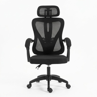 Chaise de bureau à dossier haut en maille avec accoudoirs articulés réglables en hauteur par vérin à gaz, design minimaliste pour la maison, le bureau ou l'appartement