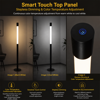 Lampe de sol télescopique à hauteur réglable, design moderne LED, double source lumineuse, contrôle par application et Wi-Fi