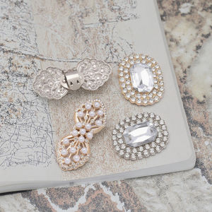 분리형 금속 라인 석 신발 꽃과 버클-샌들 하이힐을 위한 다용도 장식 클립온 액세서리 - Product Image 4