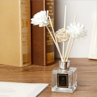 Diffuseur de parfum en verre pour chambre à coucher, longue durée, bouteilles carrées, bouchon en caoutchouc sérigraphié, 50 ml
