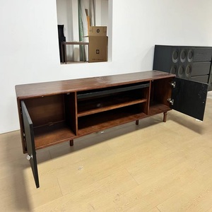Meuble TV vintage français en bois massif pour salon, meuble TV haut de gamme pour hôtel et maison, en bois noir avec tiroirs - Product Image 2