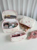 Tas Kosmetik Genggam Berhias Pita Grosir Pabrik, Tas Penyimpanan Perjalanan yang Dapat Dipisah untuk Produk Perawatan Kulit
