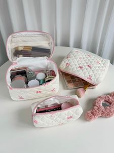 Sac de voyage cosmétique à poignée décoré d'un nœud, compartimentable, pour produits de soin de la peau, vente en gros d'usine - Product Image 2
