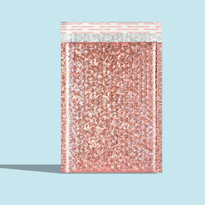 Sac à bulles épais et coloré en or rose avec revêtement laser, non toxique, épaisseur 0,5 mil, imprimé sérigraphié, 18x23+4CM, sac d'expédition express aérien - Product Image 1