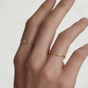 Gemnel Daily Wear 925 Sterling Silver Casual Water Wave <strong>Stacking</strong> <strong>Ring</strong> <strong>Set</strong> for Ladies - Product Image 4