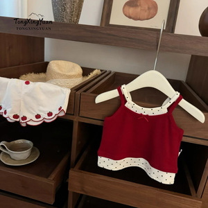 Tongxingyuan Baby Girls Two Piece Set Red Top White Shorts With Apple Design Breathable Summer Outfit - Product Image 2