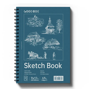 Альбом для рисования на спирали с обложкой из бумаги для трансграничной торговли, для промоакций, чистый блокнот для эскизов и рисования, 9x12 дюймов, 100 листов - Product Image 6