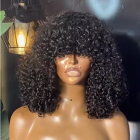 Promotion Letsfly 62$ Perruque frisée Pixie à franges en cheveux humains brésiliens 100% naturels pour femmes noires, densité 250%