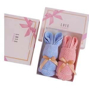 Serviettes en polaire Lapin et Ours 75x35 cm, douces pour la peau, coffret cadeau pour mariage, cadeaux de remerciement pour demoiselles d'honneur - Product Image 4