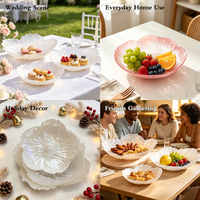 Assiette de service en verre à bords festonnés, écologique, non toxique, durable, pour desserts, mariages de luxe, maison et cuisine