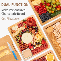 Addreen Wholesale Planche à fromage gravée portable de voyage avec couvercle Planche à fromage en bambou pour charcuterie avec couvercle
