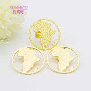 Gran oferta, anillo grande abierto de lujo, pendiente chapado en oro de 18 quilates de cobre, conjunto de joyería de mapa africano a la moda para mujer - Product Image 3
