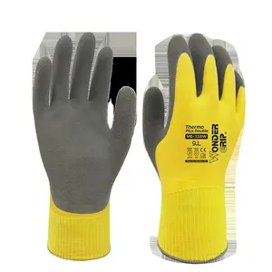 High-performance Thermo Plus Double Double-layer Cold-proof Waterproof Yellow Acrylic Polyester Natural Latex Work Gloves