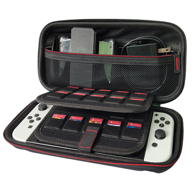 Kxm EVA Material Black Carrying Case for Nintendo Switch OLED Model 098 Console-Compatible with Adapter Cables and Accessories