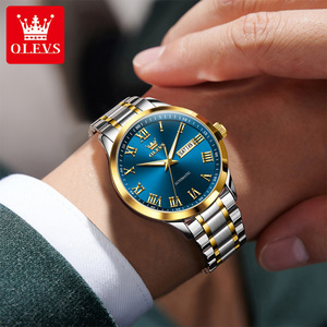OLEVS 7075 Orologi Business con Scala Romana Impermeabile <span class=keywords><strong>Orologio</strong></span> Meccanico <span class=keywords><strong>Automatico</strong></span> da Uomo con Doppio Calendario <span class=keywords><strong>in</strong></span> Acciaio Inossidabile - Product Image 3