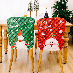 HB-294 <span class=keywords><strong>Feliz</strong></span> <span class=keywords><strong>Navidad</strong></span> verde rosso Plaid fiocco di neve copertura della sedia di <span class=keywords><strong>natale</strong></span> - Product Image 1