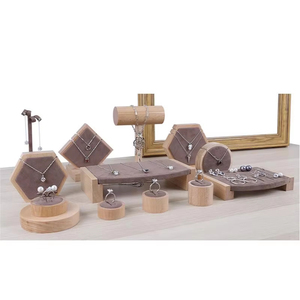 High Quality Solid Wood Microfiber Velvet Jewelry Trays Necklace Bracelet Jewelry Display Stand - Product Image 2