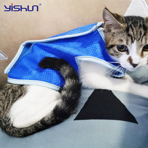 Yishun Gilet rafraîchissant pour animaux de compagnie, pour chats et chiens, été, refroidissement rapide, bleu, en polyester, design simple, couleur unie, vêtements pour animaux - Product Image 1