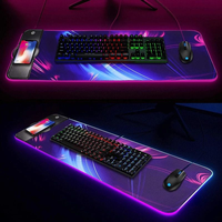 Alas Mouse Gaming Karet RGB 800x300x4mm dengan Pengisi Daya Ponsel Nirkabel Qi Pengisian Cepat untuk IOS Android Penggunaan Kantor Tersedia