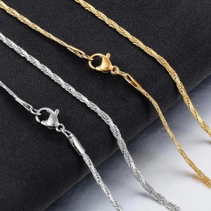 Collier chaîne en acier inoxydable à la mode, motif vague, poli miroir, inaltérable, bijoux pour hommes et femmes - Product Image 3
