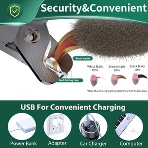 2-trong-1 con chó móng tay máy xay cắt xén vật nuôi Claw tông đơ cảm biến nhanh chóng và an toàn bảo vệ USB có thể sạc lại với 2 đèn LED - Product Image 3
