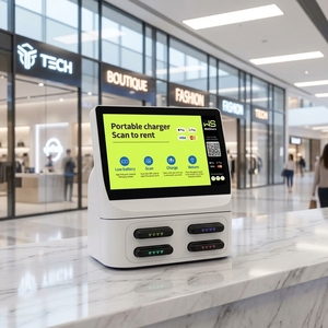 Gabinete de Alquiler de Baterías Portátiles Compartidas para Mesa, 4 Ranuras, Pantalla Táctil de 10.1 Pulgadas, Carga Rápida de 60W, Ultra Delgado, Kiosco de Alquiler de Cargadores de Teléfono con Escáner - Product Image 1