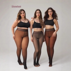 Collant Termici da Donna Neri Trasparenti <span class=keywords><strong>Felpati</strong></span> Plus-Size per l'Inverno - Product Image 1