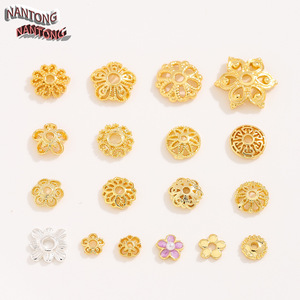 ฝาครอบลูกปัดดอกไม้หนานทง ชุบทอง 18K ทำจากทองแดง สำหรับทำสร้อยข้อมือ อุปกรณ์ทำเครื่องประดับ - Product Image 1