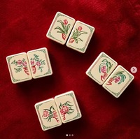 Элитные плитки для маджонга: акриловые, с гравировкой, цвета пыльной розы, для домашних встреч, напрямую от производителя, с ботаническим дизайном