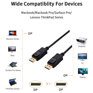 <span class=keywords><strong>Cable</strong></span> de Audio y Video DP <span class=keywords><strong>1.2</strong></span> de Alta Calidad, 6 Pies, Macho a Macho, 4K 1080P, para HDTV, Proyector, Monitor - Product Image 5