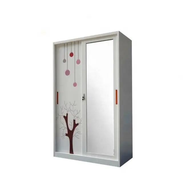 almari slide doors mirror white kids modern steel storage bedroom sliding metal cabinet locker wardrobe closet