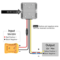 Adaptateur compatible Milwaukee pour RYOBI pour batteries au lithium 18V, convertisseur régulateur de tension DC-DC 12V 20A, éclairage LED