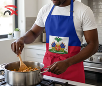 Tablier de cuisine en polyester imperméable avec impression de logo personnalisé, drapeau national haïtien