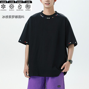 T-shirt en toile polyester/coton pour homme, coupe classique, décontracté, design uni, séchage rapide, respirant, anti-UV, manches courtes - Product Image 1