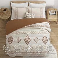 Ensemble de literie en microfibre 3 pièces, couleur beige et terre cuite, housses de couette durables et super douces avec fermeture éclair et attaches
