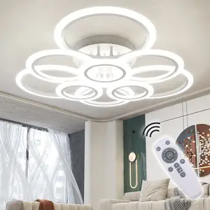 Modern LED white 9-ring ceiling light with adjustable lighting for living room and bedroom ceiling lights