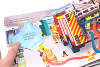 Libro de Cartón con Tapa Dura en Inglés, Personalizado, con Ventana para Ver Cómo Funciona un Camión de Bomberos, 3D, para Niños, Educación Temprana