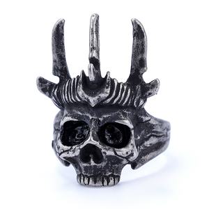 공장 instock 빈티지 스테인레스 스틸 고딕 죽음 해골 칵테일 자전거 선언 할로윈 반지 - Product Image 1