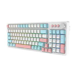 OEM Mechanical Keyboard Gaming 2.4G Bluetooth Wireless RGB 96 Keys Keyboard For Laptop Computer Game With Knob