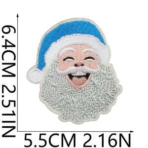 Roaring Sky Blue White Christmas Embroidered Patches Bear Snowman <b>Nutcracker</b> Eco-Friendly Iron-On Badge-Polyester Thread Hats - Product Image 2