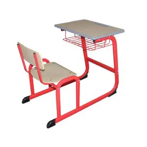 Used school furniture single student desk with attached chair for sale