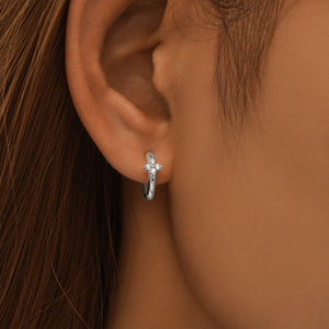 Minimalist 925 Sterling <b>Silver</b> <b>huggies</b> <b>Earring</b> Cubic Zircon Inlaid Hoop <b>Earrings</b> - Product Image 4